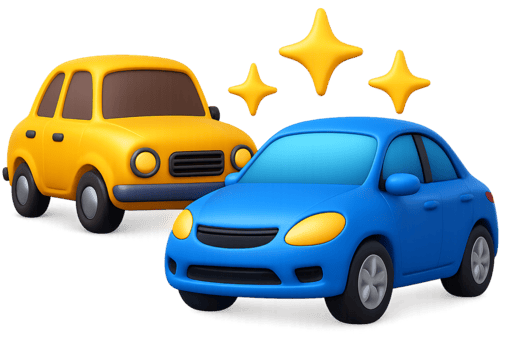 An illustration of two cars side by side for a car cost comparison calculator