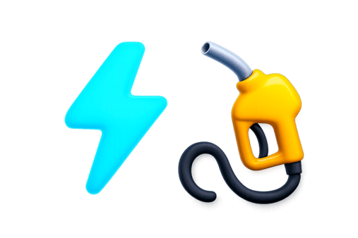 Electric bolt versus fuel nozzle illustration for EV vs petrol/diesel running cost calculator